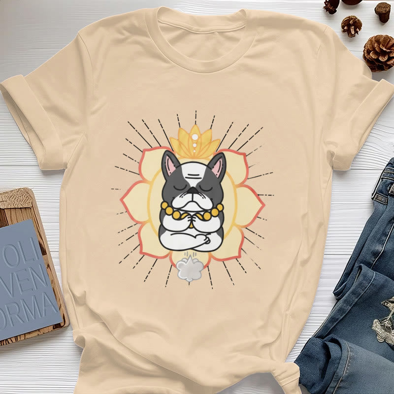 Camiseta con estampado de bulldog francés de Olivenorma Yoga Meditation