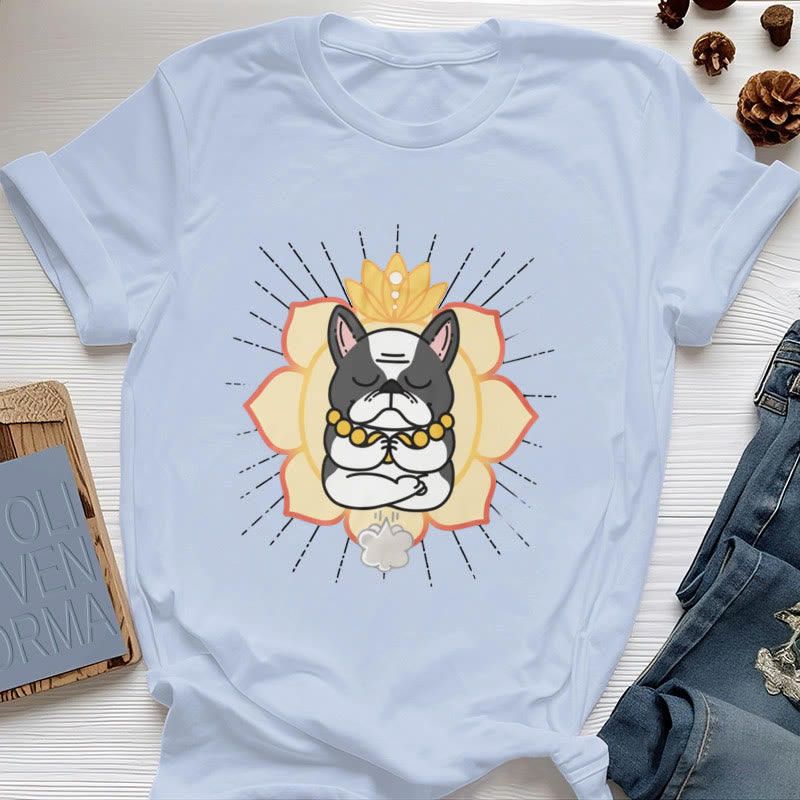 Camiseta con estampado de bulldog francés de Olivenorma Yoga Meditation