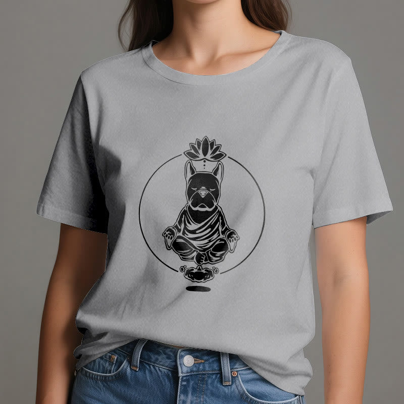 Olivenorma Zen Meditación Bulldog Francés Lotus Camiseta