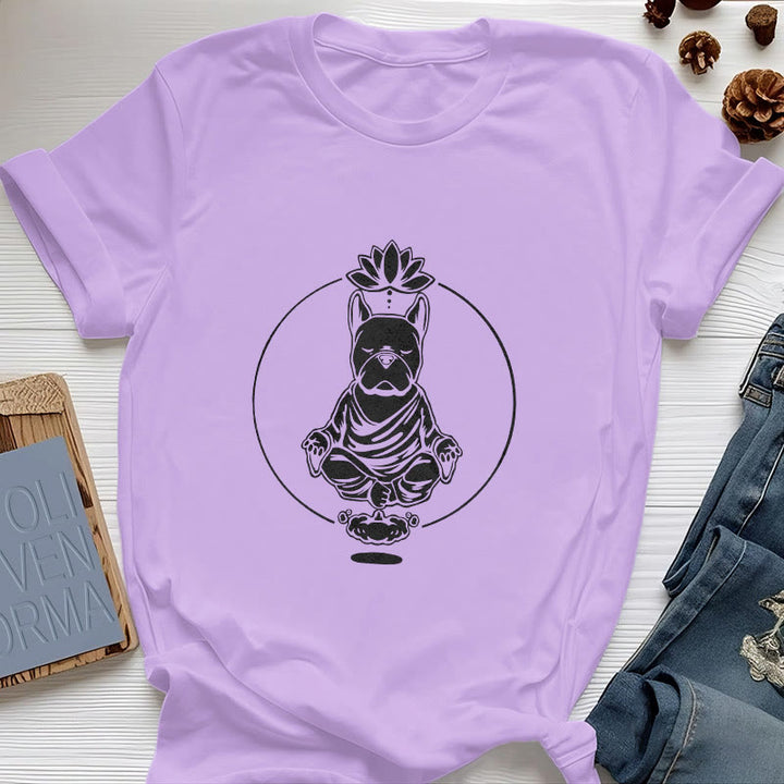Olivenorma Zen Meditación Bulldog Francés Lotus Camiseta