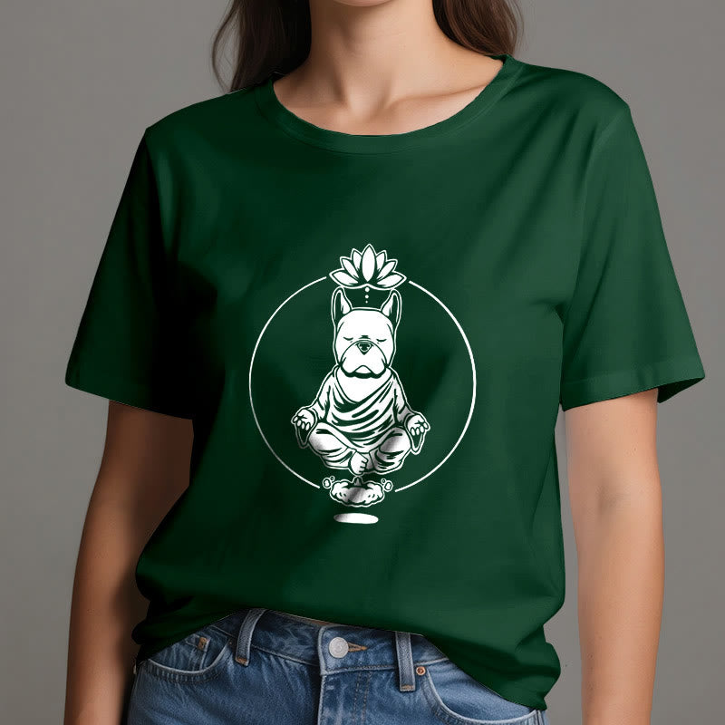 Olivenorma Zen Meditación Bulldog Francés Lotus Camiseta