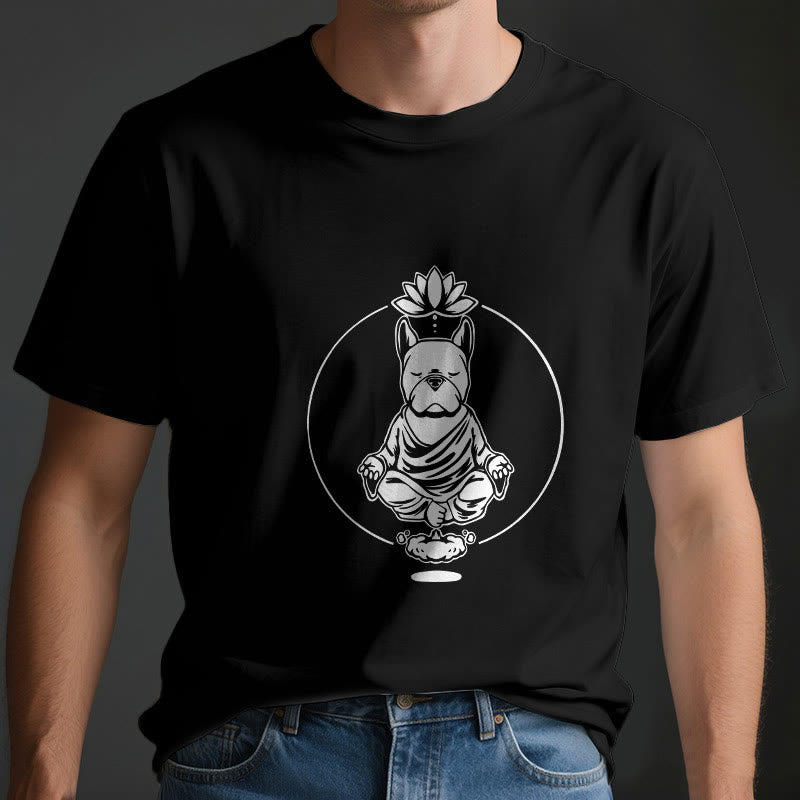 Olivenorma Zen Meditación Bulldog Francés Lotus Camiseta
