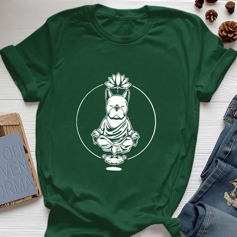 Olivenorma Zen Meditación Bulldog Francés Lotus Camiseta