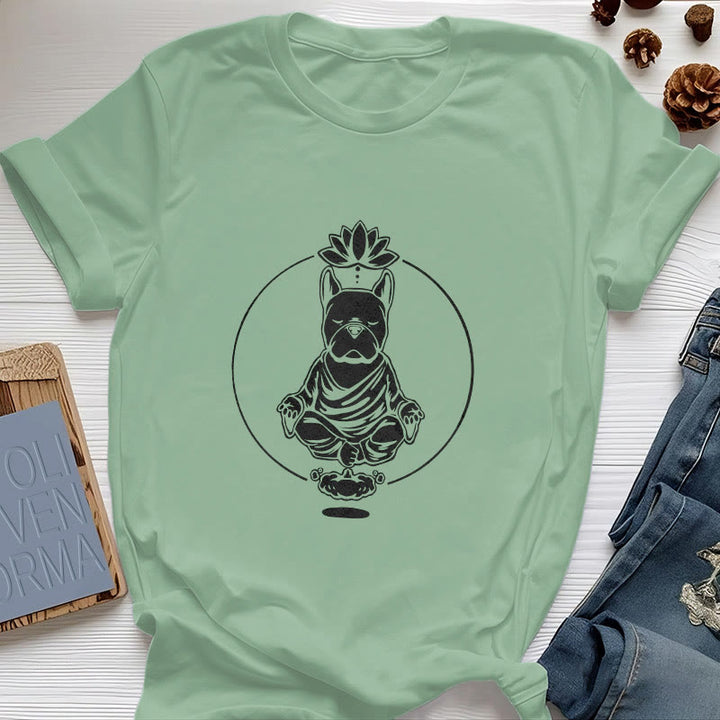 Olivenorma Zen Meditación Bulldog Francés Lotus Camiseta