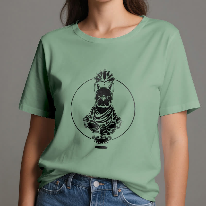 Olivenorma Zen Meditación Bulldog Francés Lotus Camiseta