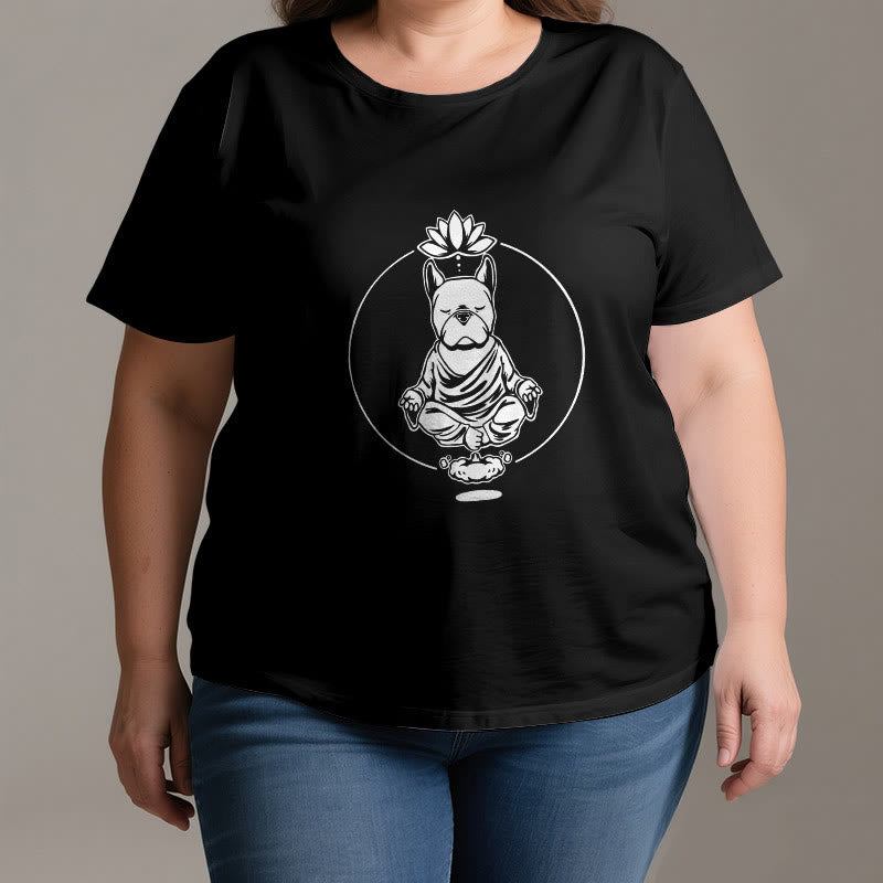 Olivenorma Zen Meditación Bulldog Francés Lotus Camiseta