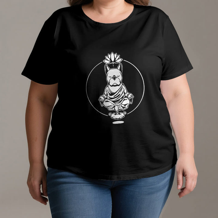 Olivenorma Zen Meditación Bulldog Francés Lotus Camiseta