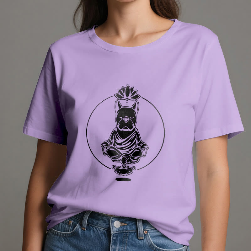 Olivenorma Zen Meditación Bulldog Francés Lotus Camiseta