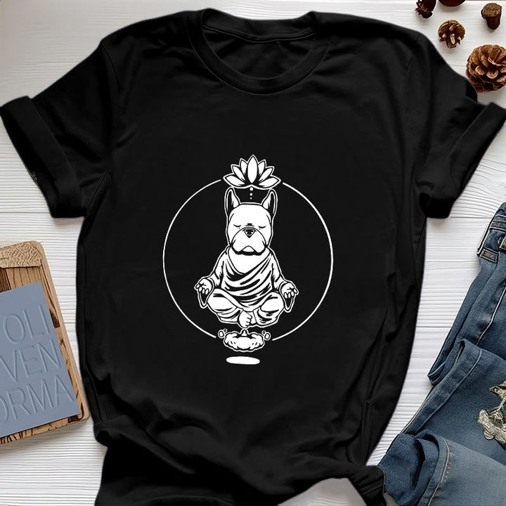 Olivenorma Zen Meditación Bulldog Francés Lotus Camiseta