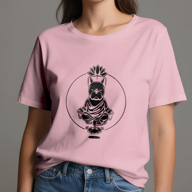Olivenorma Zen Meditación Bulldog Francés Lotus Camiseta