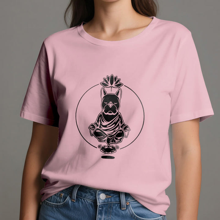 Olivenorma Zen Meditación Bulldog Francés Lotus Camiseta
