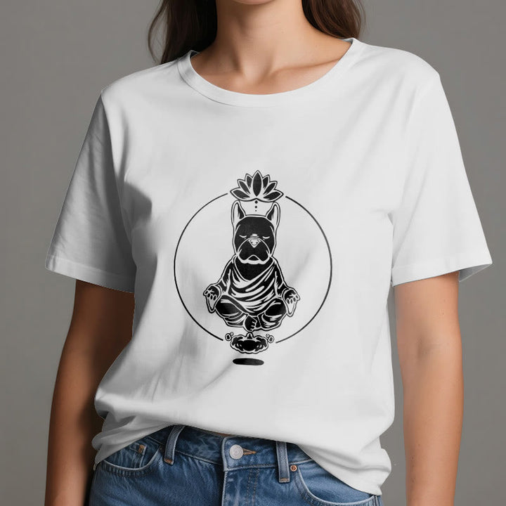 Olivenorma Zen Meditación Bulldog Francés Lotus Camiseta