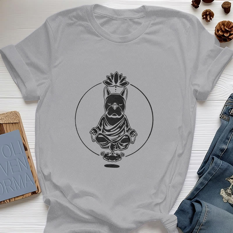 Olivenorma Zen Meditación Bulldog Francés Lotus Camiseta