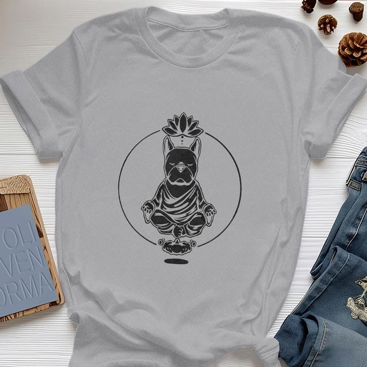 Olivenorma Zen Meditación Bulldog Francés Lotus Camiseta
