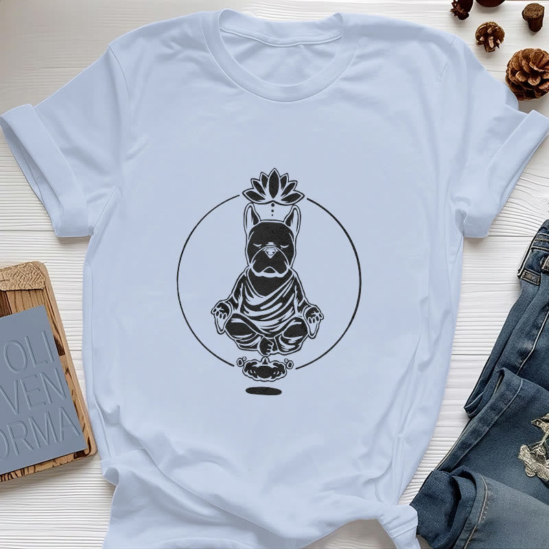 Olivenorma Zen Meditación Bulldog Francés Lotus Camiseta