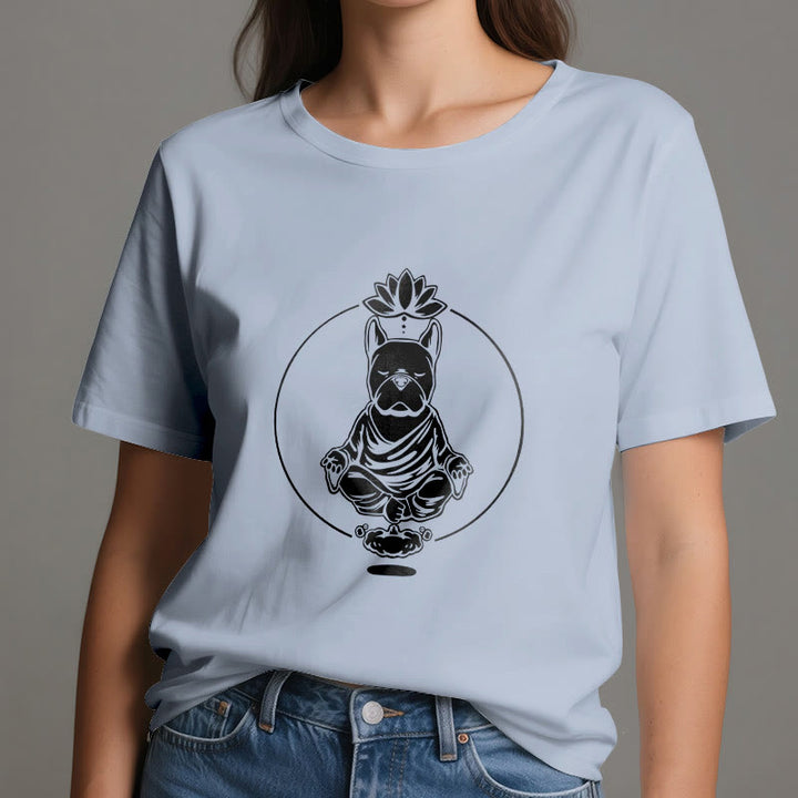 Olivenorma Zen Meditación Bulldog Francés Lotus Camiseta