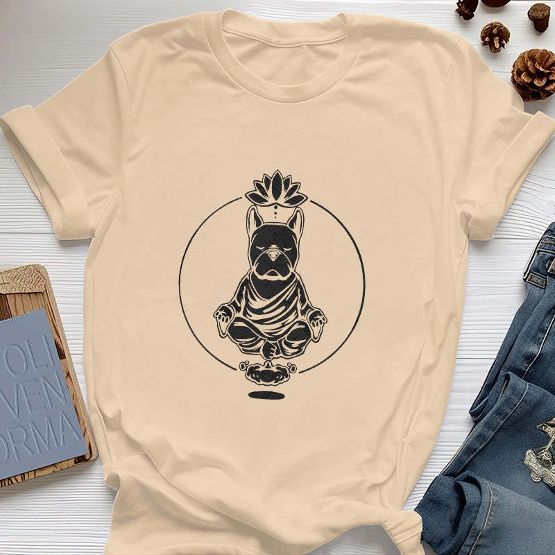 Olivenorma Zen Meditación Bulldog Francés Lotus Camiseta