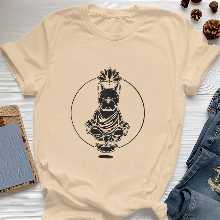 Olivenorma Zen Meditación Bulldog Francés Lotus Camiseta