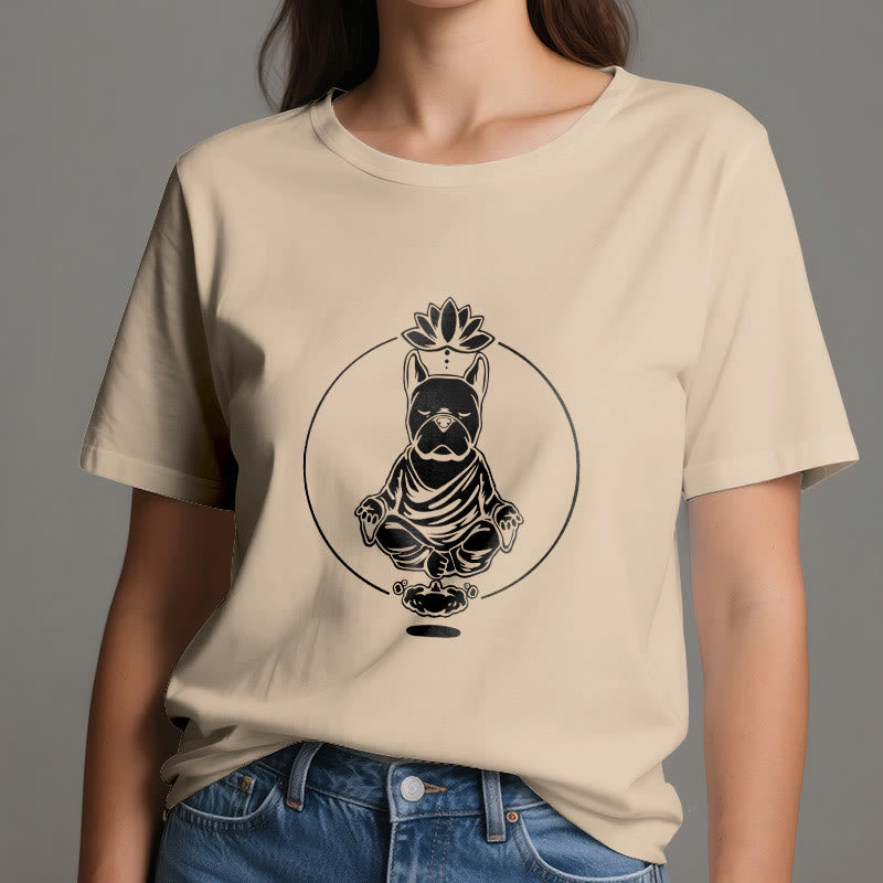 Olivenorma Zen Meditación Bulldog Francés Lotus Camiseta
