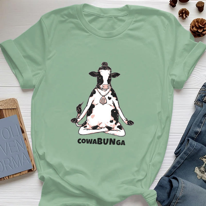 Camiseta de vaca de yoga "Cowabunga" de Olivenorma