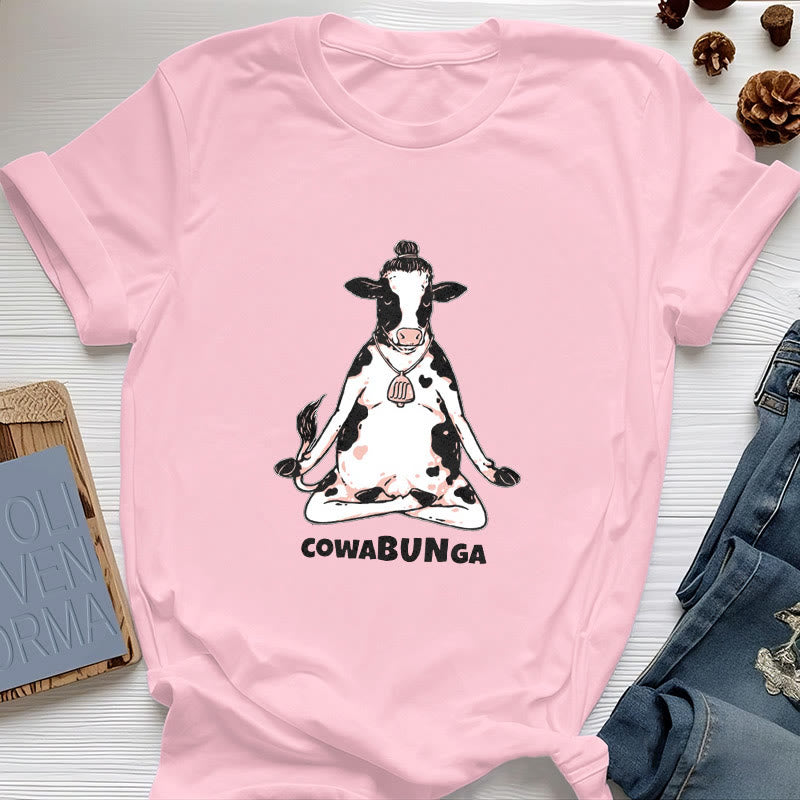 Camiseta de vaca de yoga "Cowabunga" de Olivenorma