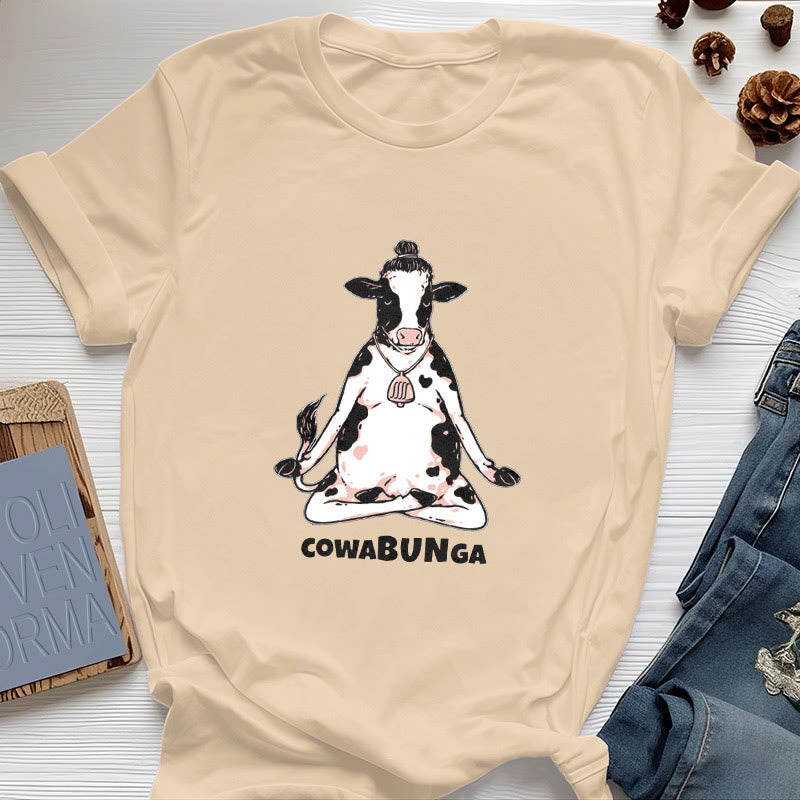 Camiseta de vaca de yoga "Cowabunga" de Olivenorma