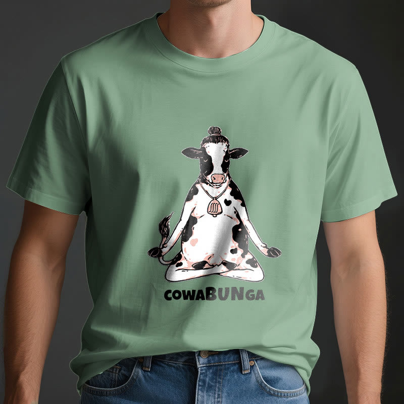 Camiseta de vaca de yoga "Cowabunga" de Olivenorma