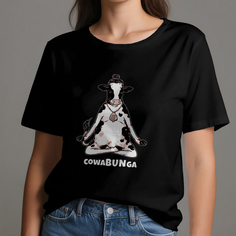 Camiseta de vaca de yoga "Cowabunga" de Olivenorma