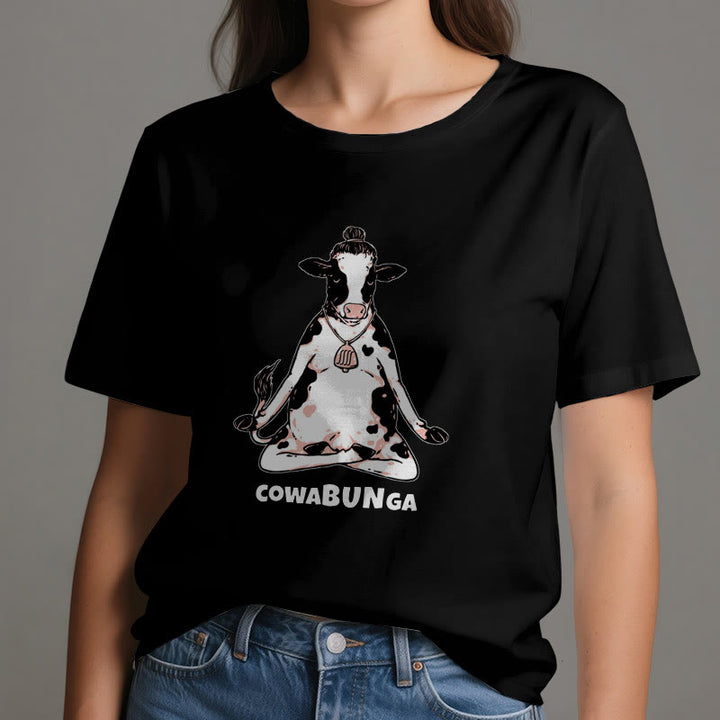 Camiseta de vaca de yoga "Cowabunga" de Olivenorma