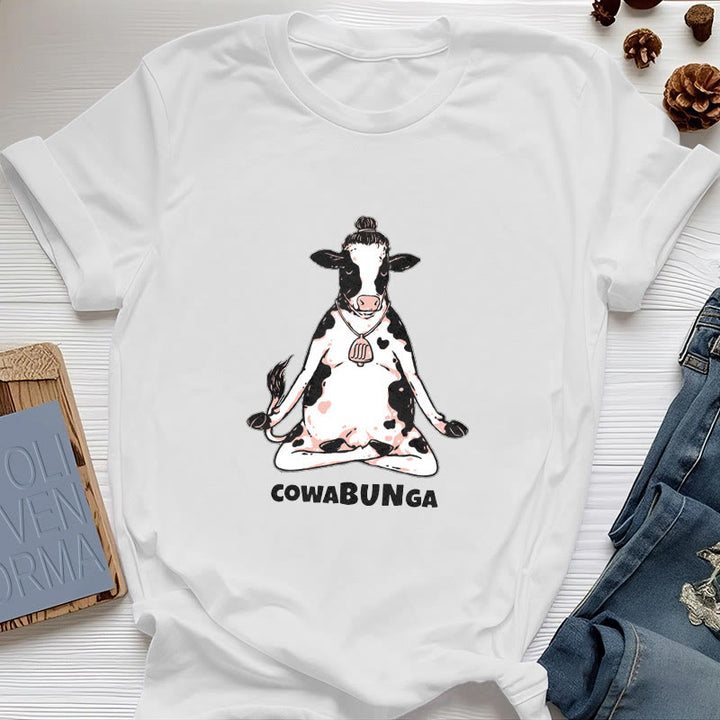 Camiseta de vaca de yoga "Cowabunga" de Olivenorma