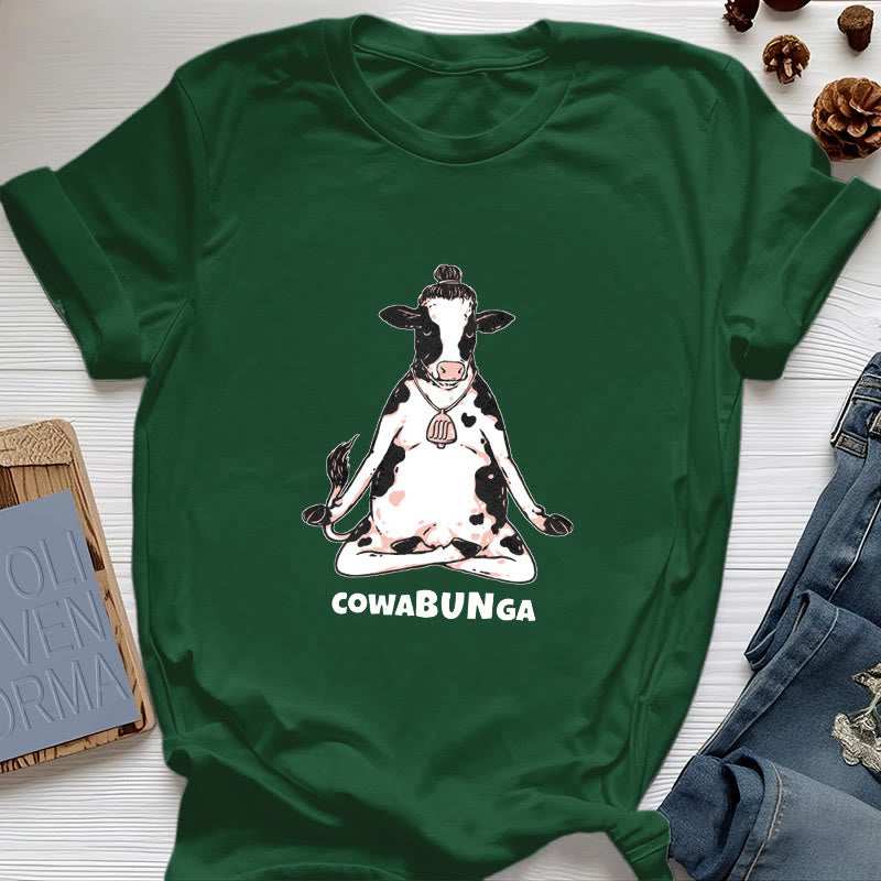 Camiseta de vaca de yoga "Cowabunga" de Olivenorma