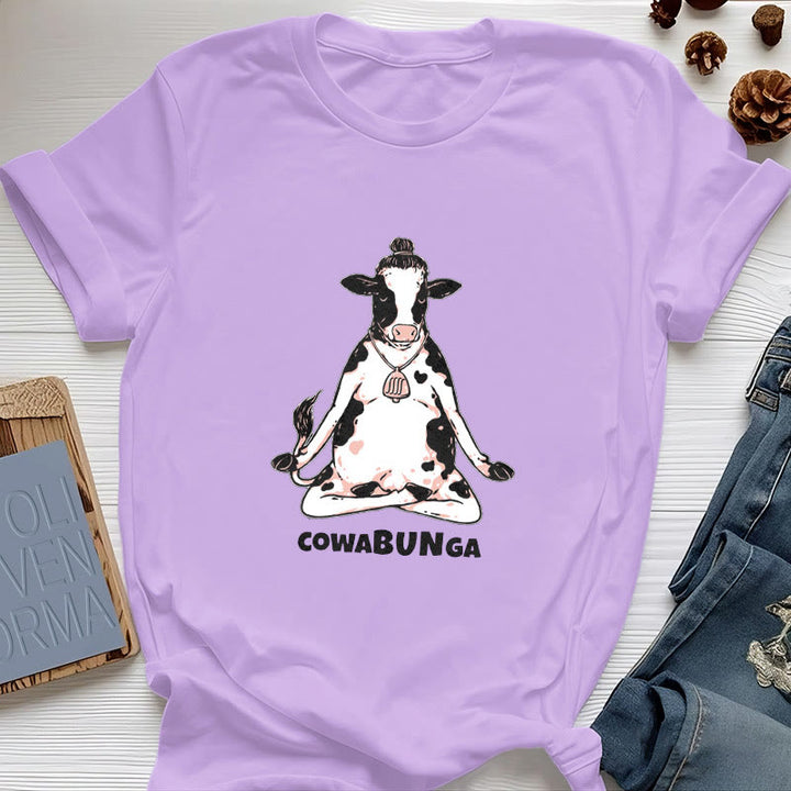 Camiseta de vaca de yoga "Cowabunga" de Olivenorma