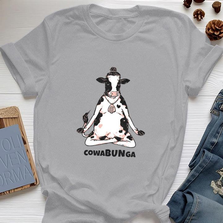 Camiseta de vaca de yoga "Cowabunga" de Olivenorma