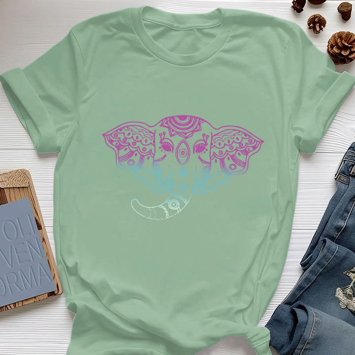 Camiseta de algodón con mandala de elefante místico de Olivenorma