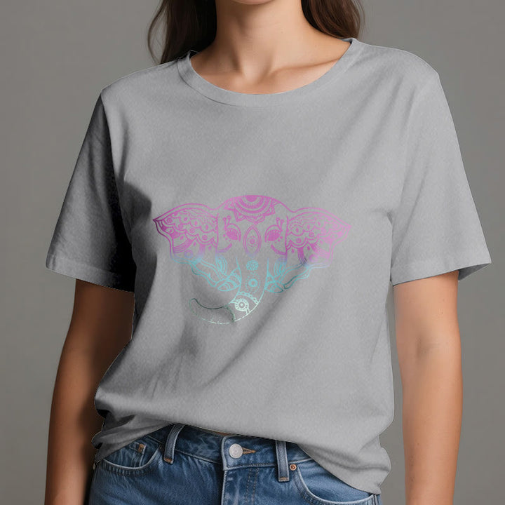 Camiseta de algodón con mandala de elefante místico de Olivenorma