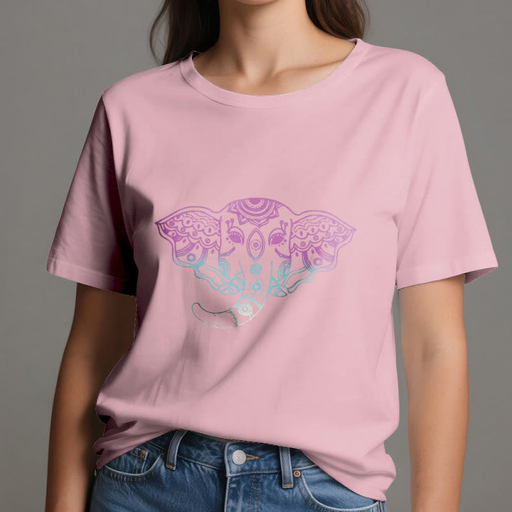 Camiseta de algodón con mandala de elefante místico de Olivenorma