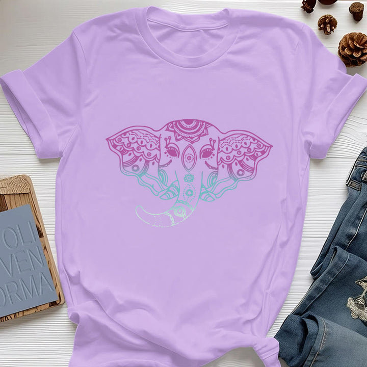 Camiseta de algodón con mandala de elefante místico de Olivenorma