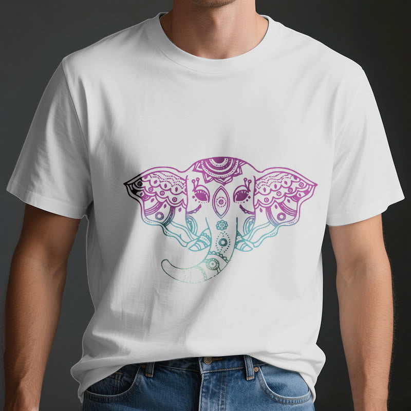 Camiseta de algodón con mandala de elefante místico de Olivenorma