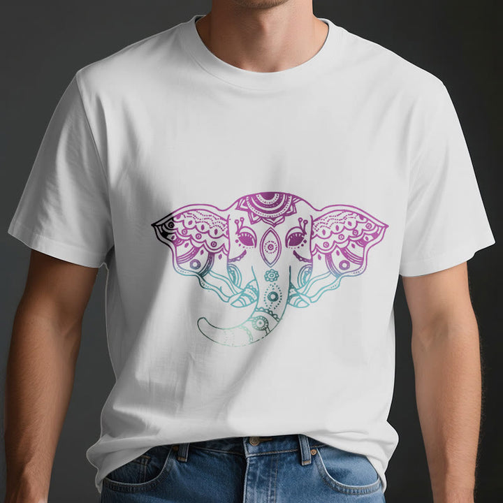 Camiseta de algodón con mandala de elefante místico de Olivenorma