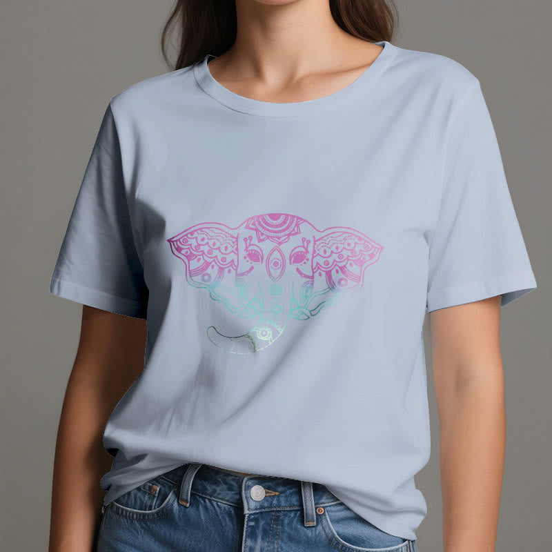 Camiseta de algodón con mandala de elefante místico de Olivenorma