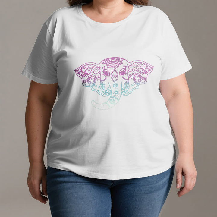 Camiseta de algodón con mandala de elefante místico de Olivenorma