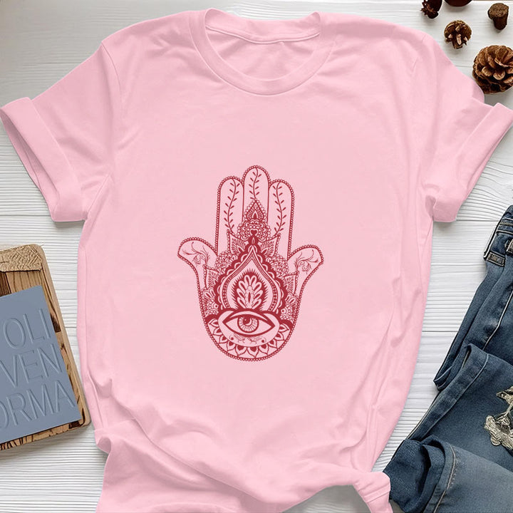 Camiseta de algodón suave con hamsa de Olivenorma