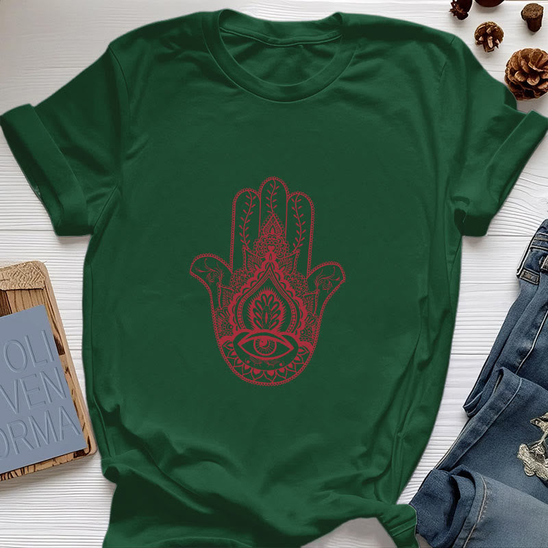 Camiseta de algodón suave con hamsa de Olivenorma