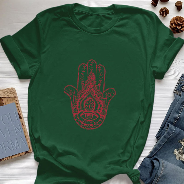 Camiseta de algodón suave con hamsa de Olivenorma