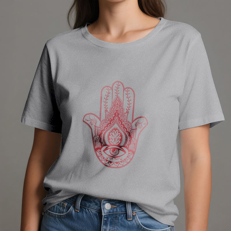 Camiseta de algodón suave con hamsa de Olivenorma