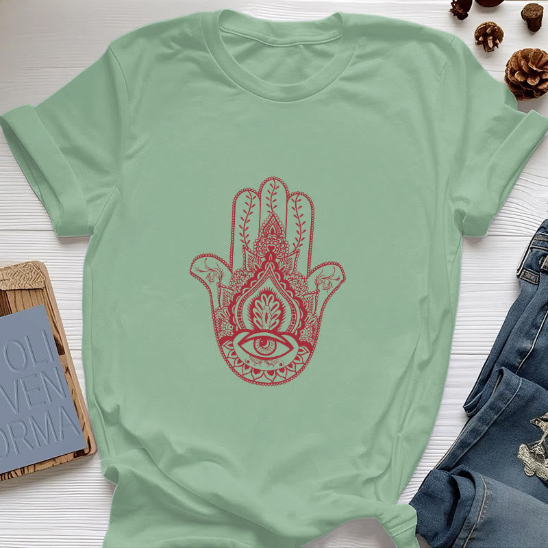 Camiseta de algodón suave con hamsa de Olivenorma