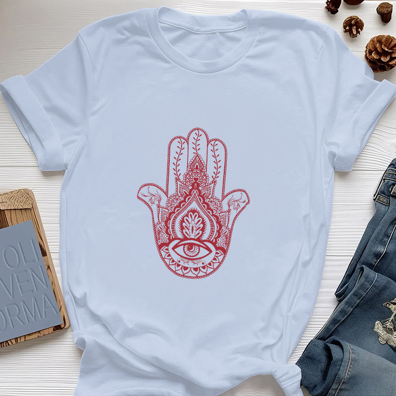 Camiseta de algodón suave con hamsa de Olivenorma