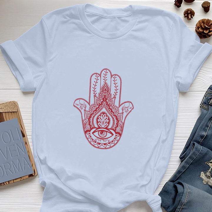 Camiseta de algodón suave con hamsa de Olivenorma