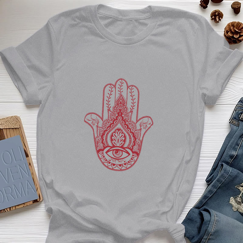 Camiseta de algodón suave con hamsa de Olivenorma