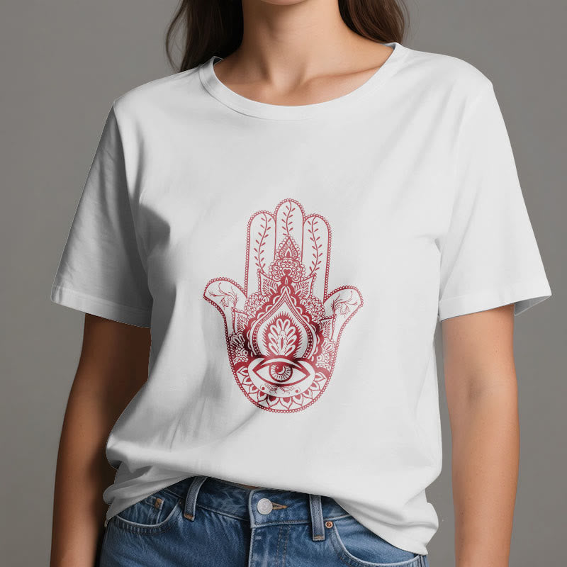 Camiseta de algodón suave con hamsa de Olivenorma